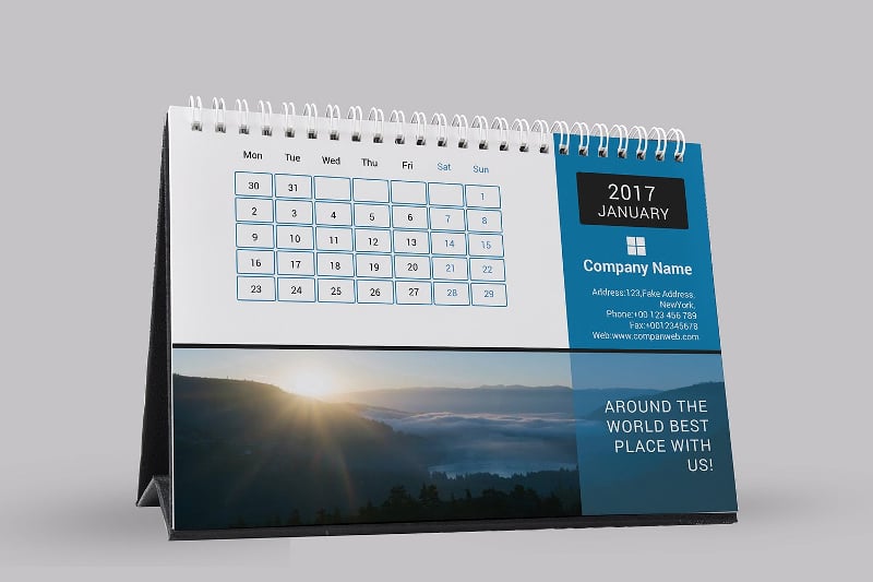 desk calendar template design 2017
