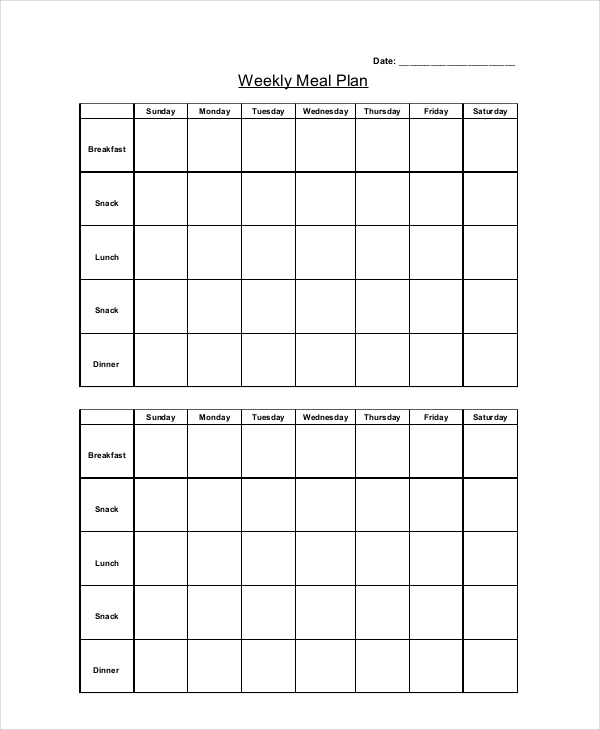 weekly meal planner template