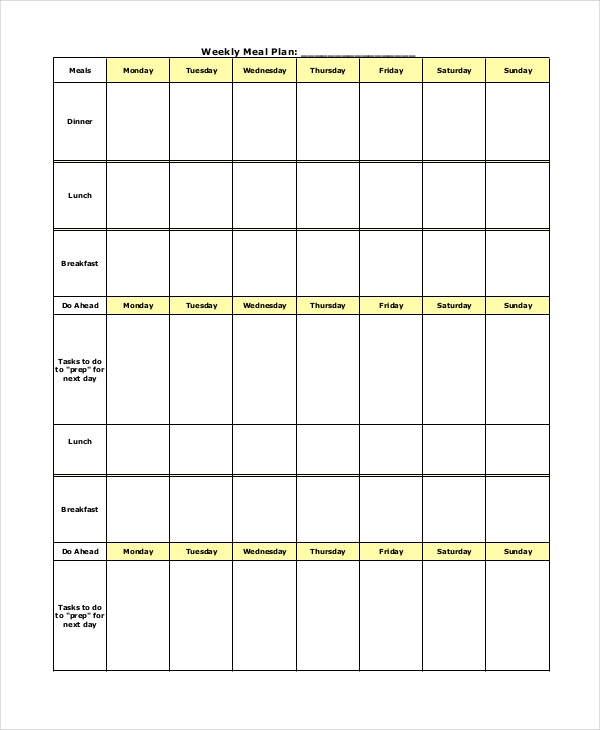 Weekly Meal Planner Template - 9+ Free PDF, Word Documents Download