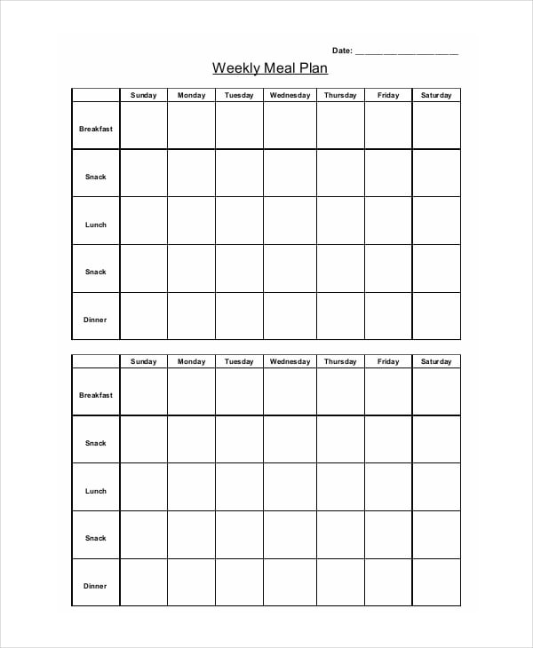 Weekly Food Plan Template from images.template.net