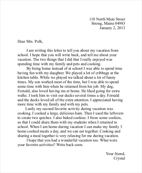 Friendly Letter Template 7 Free PDF Word Documents Download