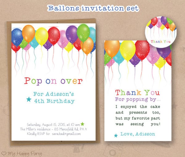 balloon birthday invitation