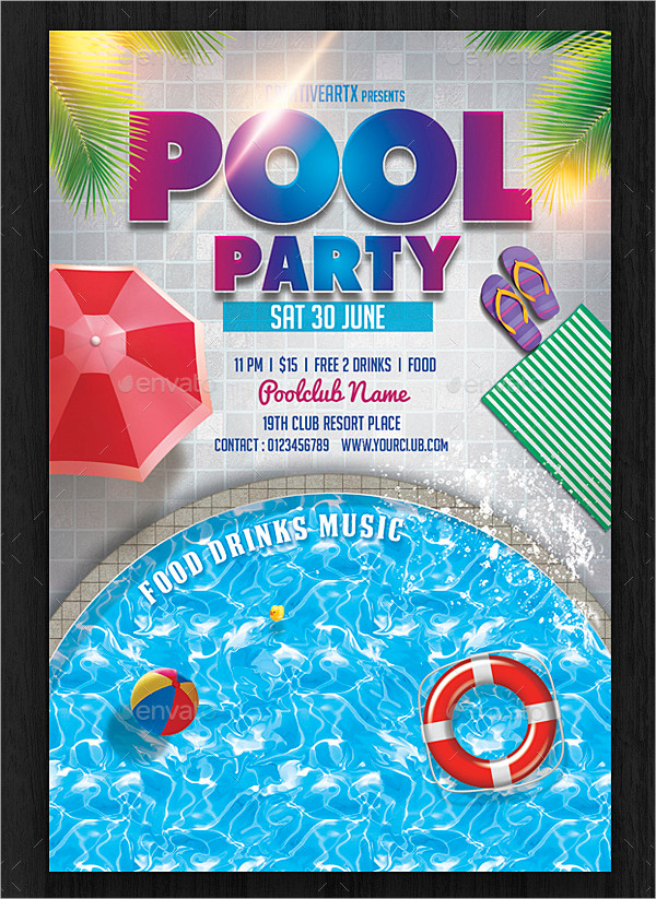 Culturatudela Free Pool Party Birthday Invitation Template