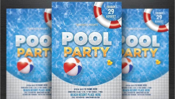 Boys Pool Party Printable Birthday Invitation Editable PDF 