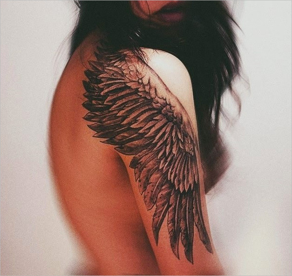 simple wing tattoo designs for girls on back