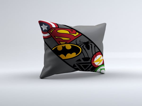 superhero logo throw pillow