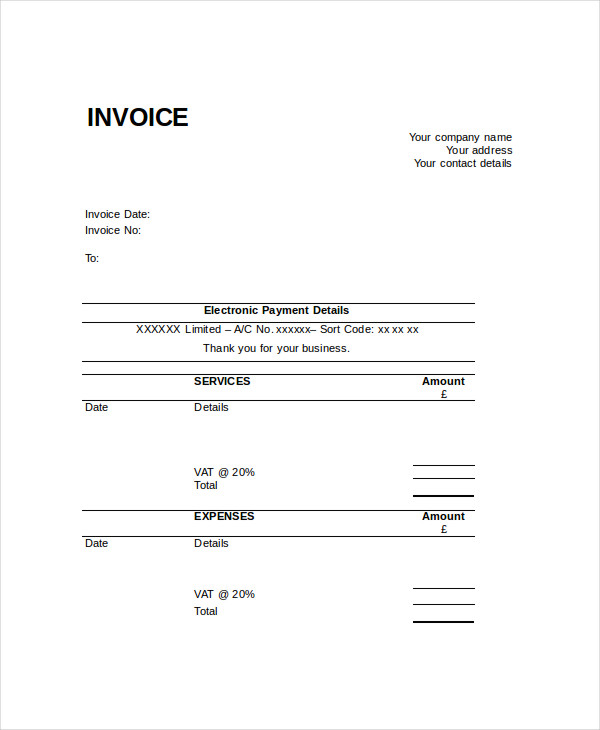 printable invoice template 13 free word pdf excel documents