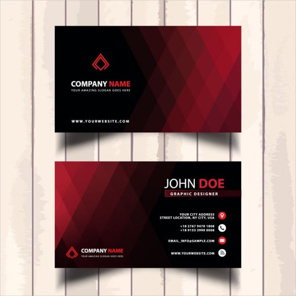 red business card