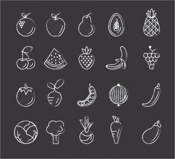 hand drawn vegetable icons