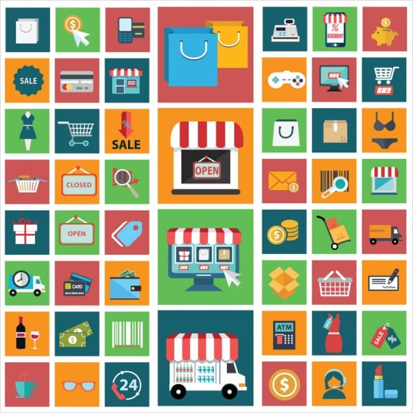 online shopping icons collection