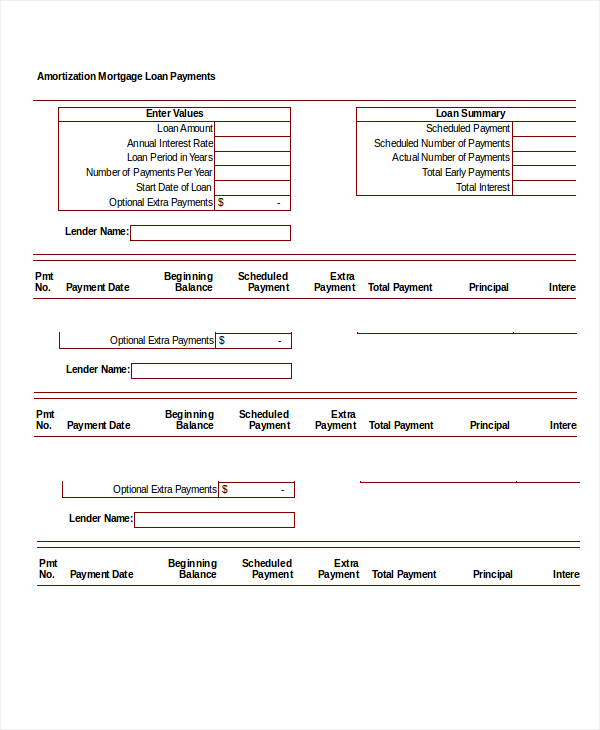 Amortization Schedule Free Printable prntbl concejomunicipaldechinu