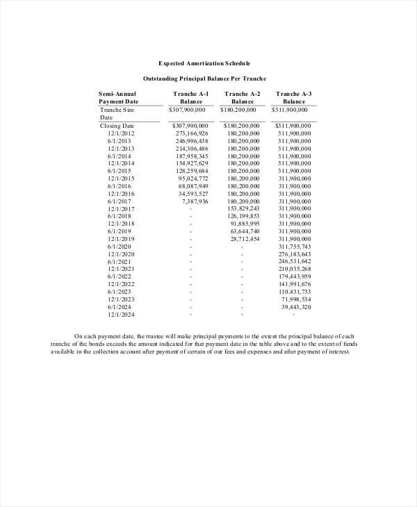 free expected amortization schedule