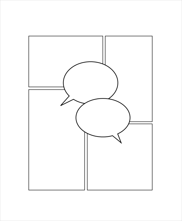 Blank Comic Strip Speech Bubbles Template Sketch Coloring Page