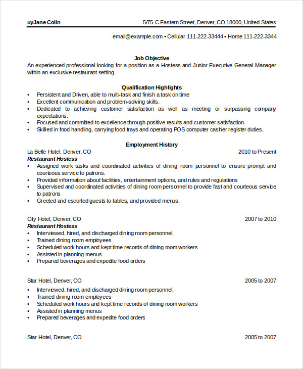 Restaurant Resume - 14+ Free Word, PDF Documents Download | Free ...