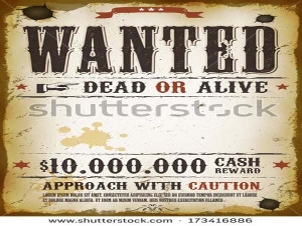 wanted vintage western poster
