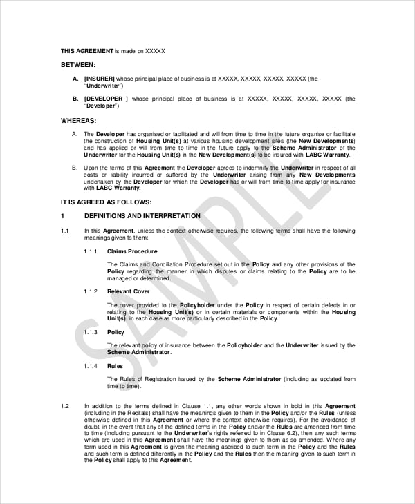 Imdemnity Agreement Form Template Free Online