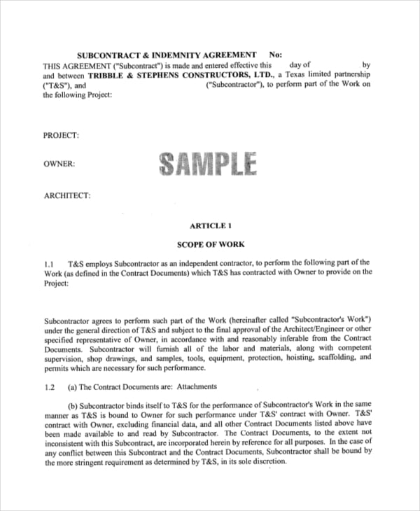 contract of indemnity assignment