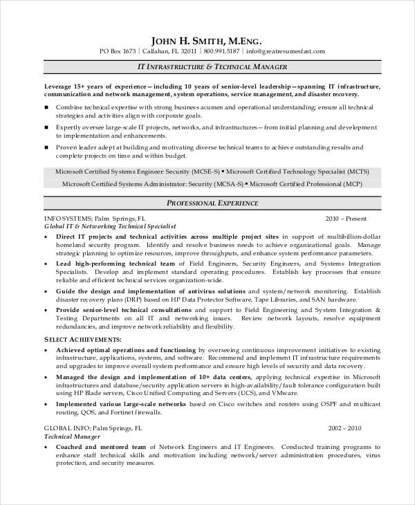operations manager resume word format download