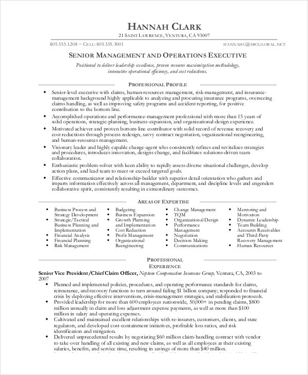 12+ Operations Manager Resume Free Sample, Example, Format