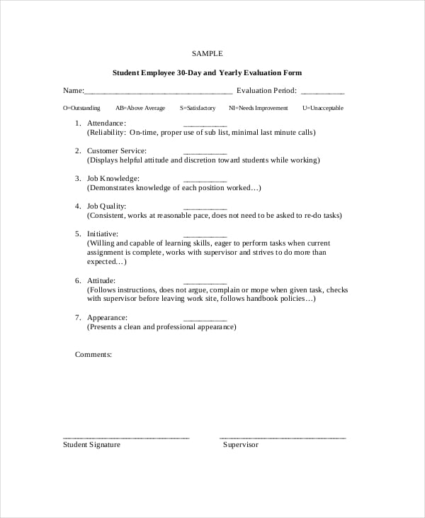 employee 30 day review template