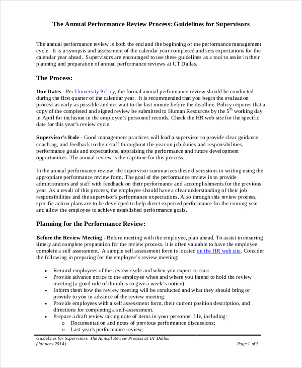 employee review process template example