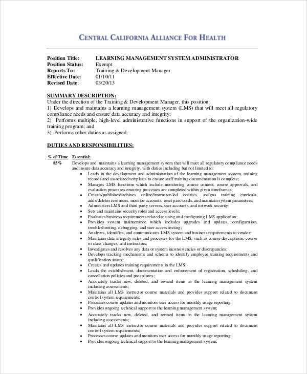 10+ System Administrator Job Description Templates PDF,DOC