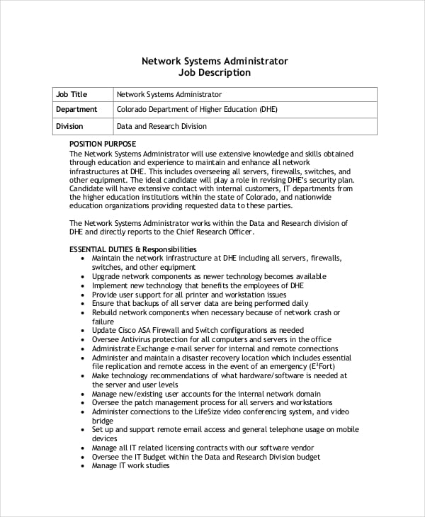 Crm system administrator job description
