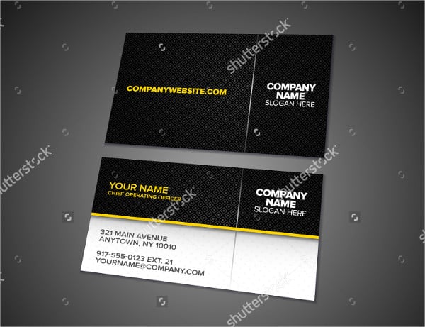 black and yellow business card