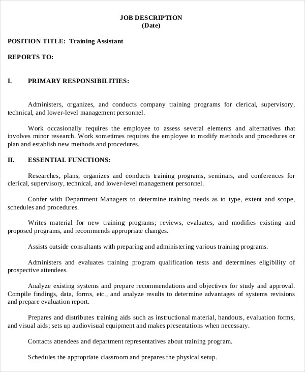 HR Assistant Job Description 14+ Free Word, PDF Documents Download