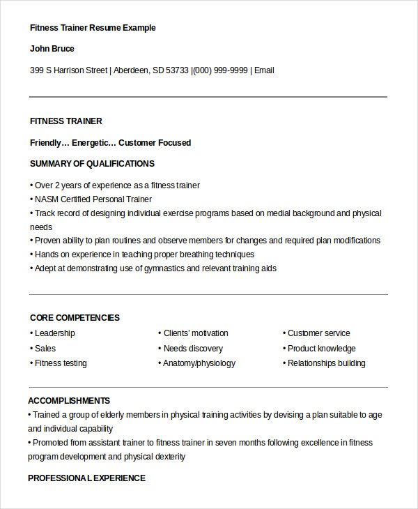 8+ Personal Trainer Resume Templates PDF, DOC