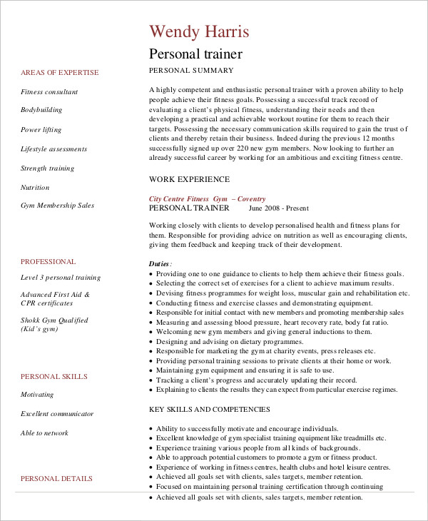 personal resume example resume format download pdf