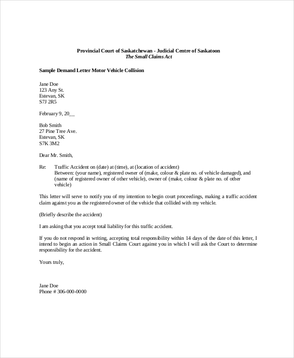 Demand Letter Template Small Claims