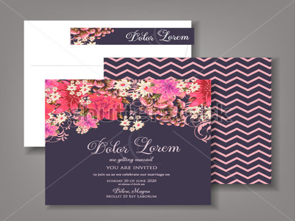 wedding invitation card with abstract floral background
