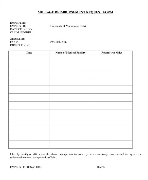 Mileage Log Reimbursement Form Templates 10 Free Xlsx Docs PDF 