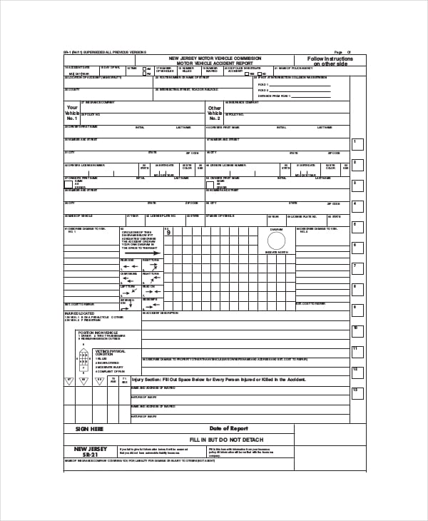 vehicle accident report forms template