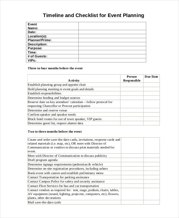 Microsoft Word Event Planning Template