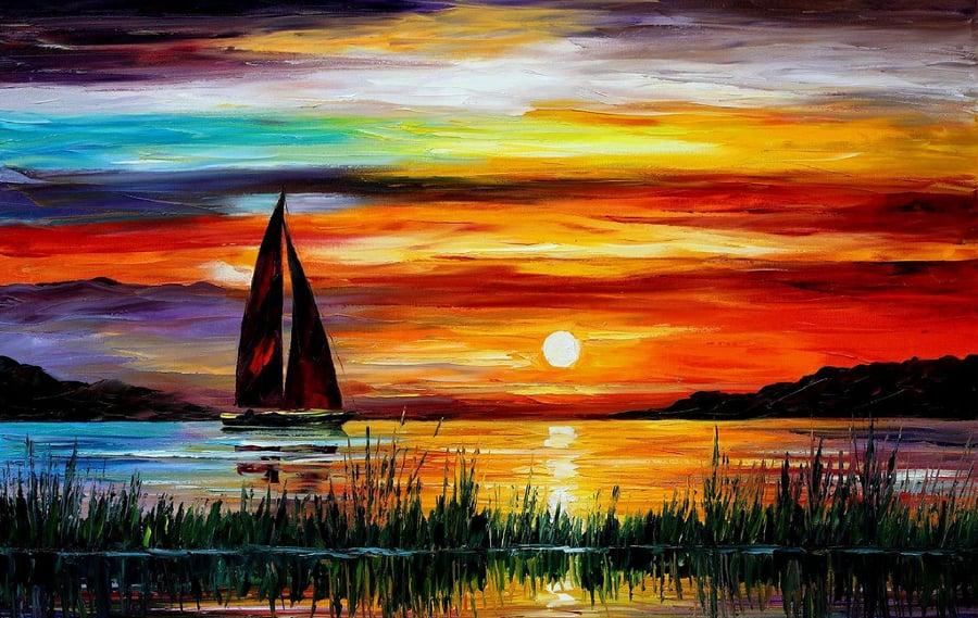 skyline sunset painting