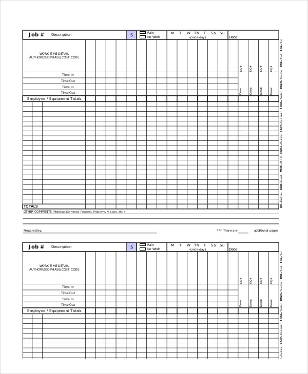 Printable Time Card Template - 12+ Free Word, Excel PDF Documents ...