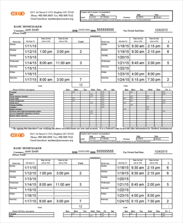 Printable Time Card Template 12+ Free Word, Excel PDF Documents Download
