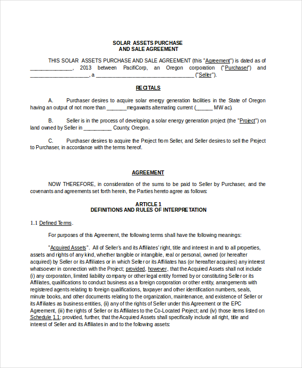 Asset Purchase Agreement 25+ Free Word, PDF Documents Download