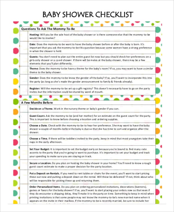 Baby Shower Planner Templates 9 Free Docs Xlsx PDF Formats 