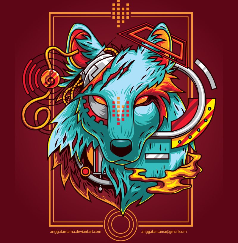 electric wolf illustration