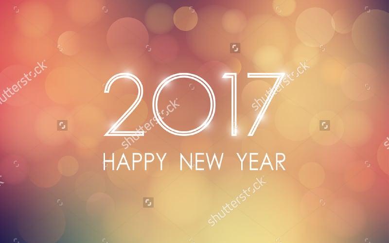 happy new year 2017 with bokeh background