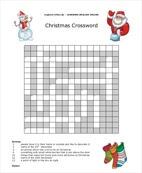 Free Printable Crossword Puzzle - 14+ Free PDF Documents ...