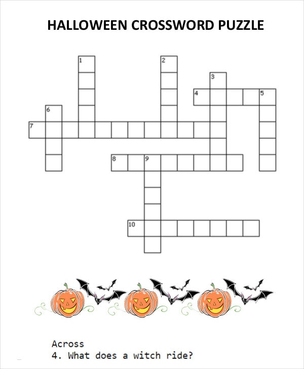 halloween crossword puzzle printable