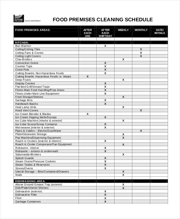 Daily Cleaning Schedule - 16+ Free PDF Documents Download