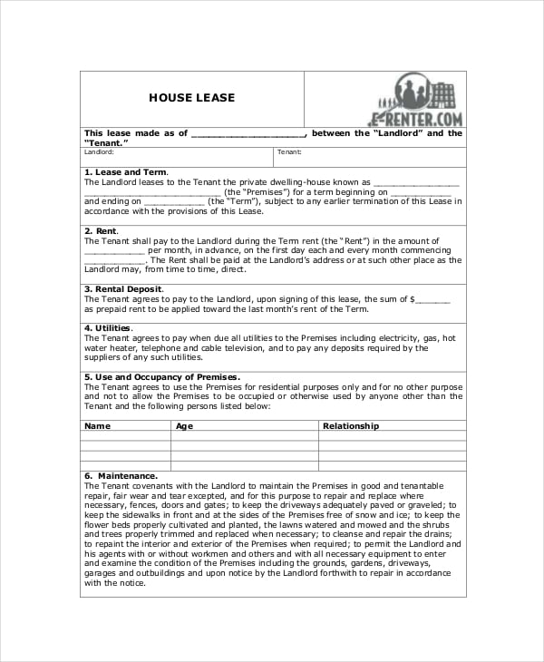 house rental lease agreement