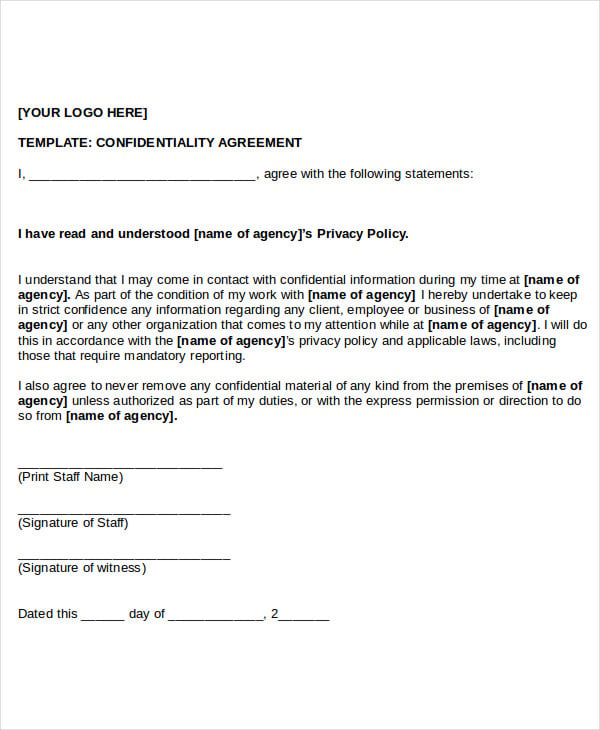 general confidentiality agreement form