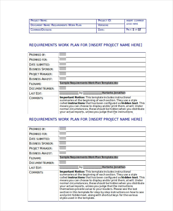 sample requirements work plan template1