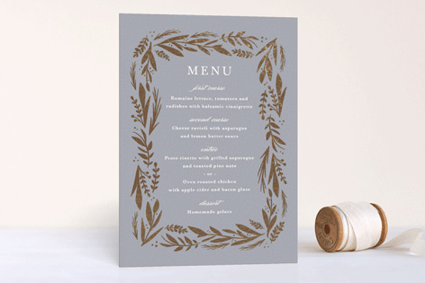 real foil design wedding menu card
